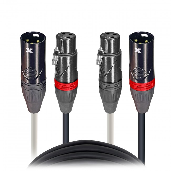 25' Ft High Performance Dual XLR-M to Dual XLR-F Audio Cable