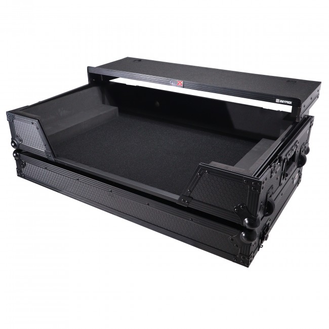 ATA Flight Road Case For Hercules T7 Inpulse Controller with Laptop Shelf 1U Rack Space and Wheels - Black Finish