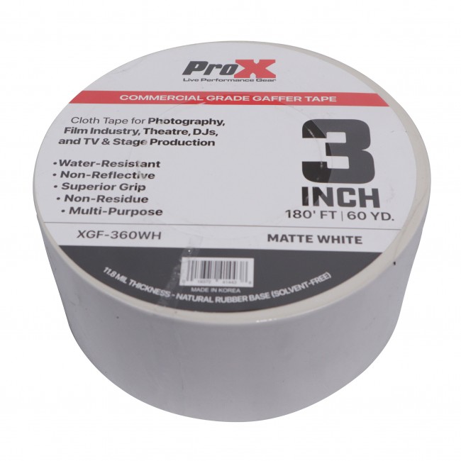 3 Inch 180FT 60YD Matte White Commercial Grade Gaffer Tape Pros Choice Non-Residue