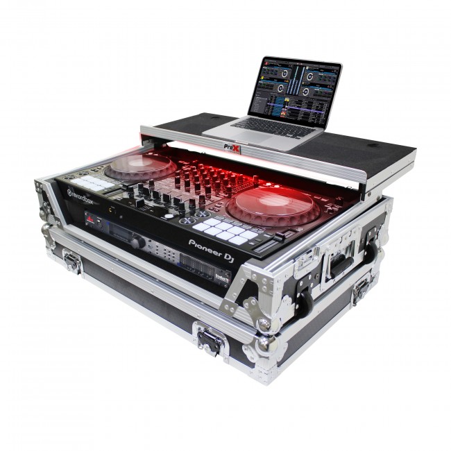 ATA Flight Case for Pioneer DDJ-1000 FLX6 SX3 DJ Controller with Laptop Shelf 1U Rack Space Wheels and LED