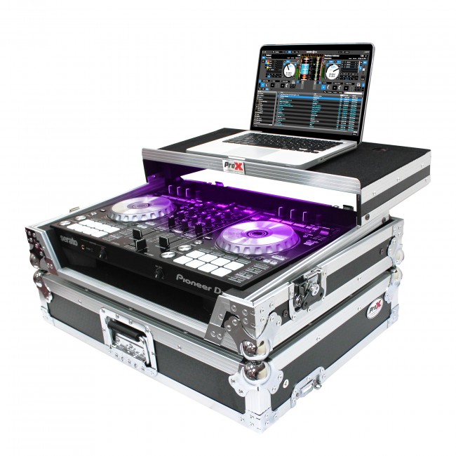 ATA Flight Case For Pioneer DDJ-SR2 DJ Controller with Laptop Shelf and LED