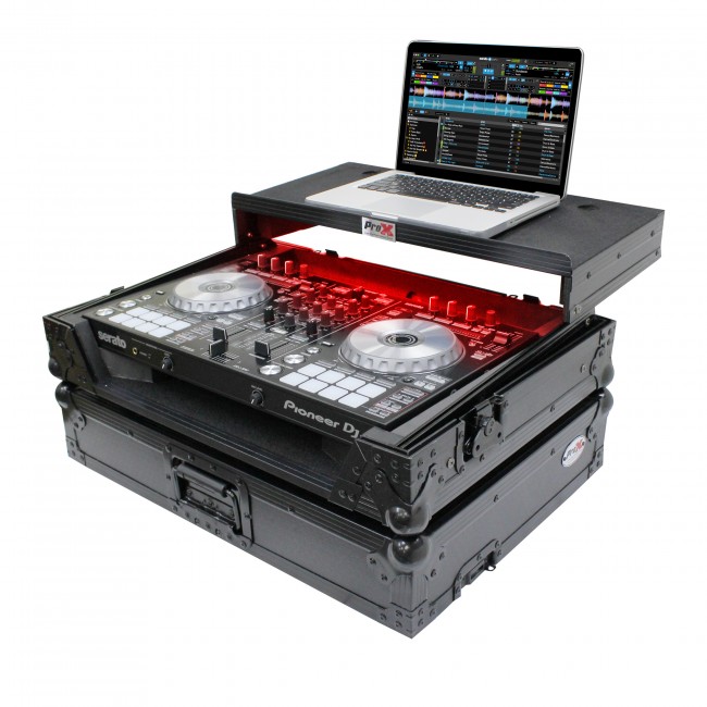 ATA Flight Case For Pioneer DDJ-SR2 DJ Controller with Laptop Shelf and LED  - Black