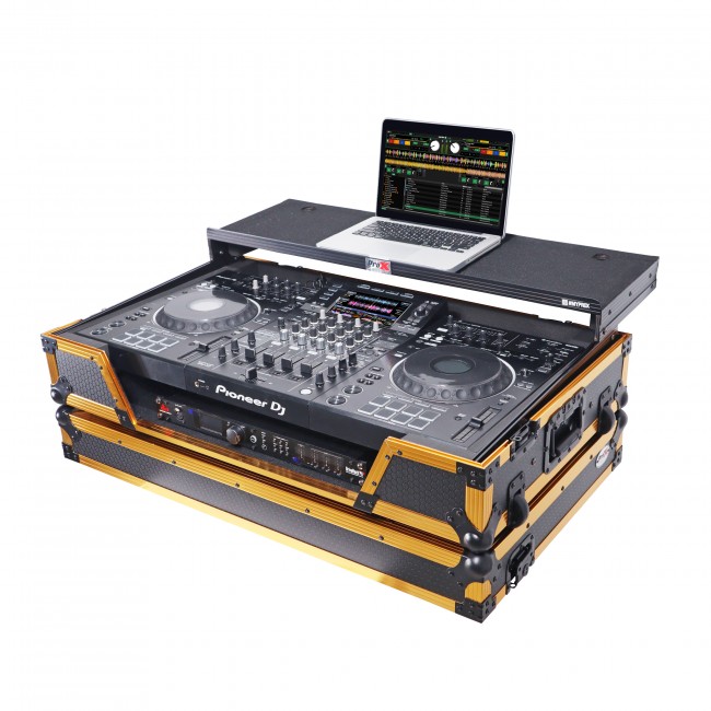  ATA Flight Case For Pioneer XDJ-XZ DJ Controller with Laptop Shelf 1U Rack Space and Wheels - Gold Black