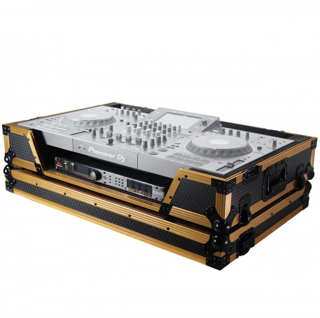 ATA Flight Case For Pioneer XDJ-XZ DJ Controller with 1U Rack Space and Wheels - Gold Black