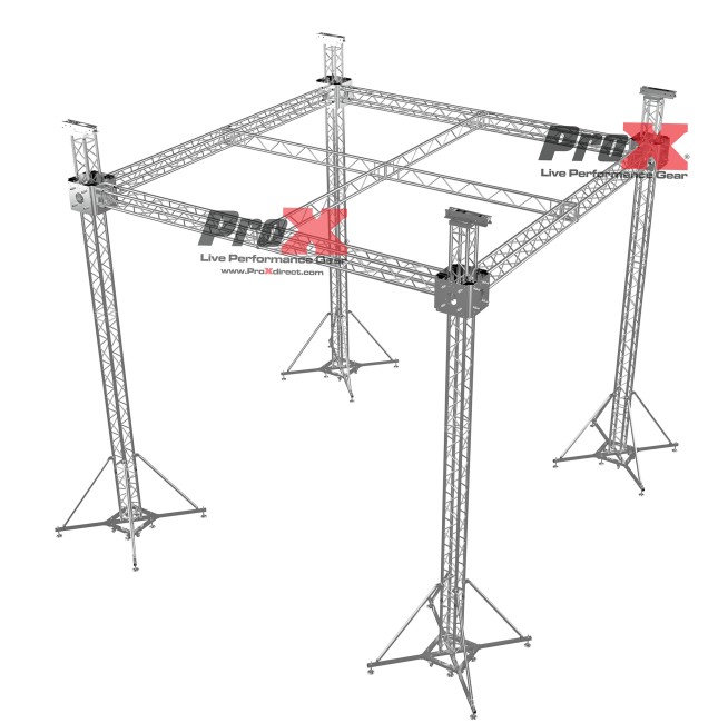 F34 Stage Roofing Truss System with Ground Support and Chain Hoists – 21 x 21 x 23 Ft F32 Center Cross