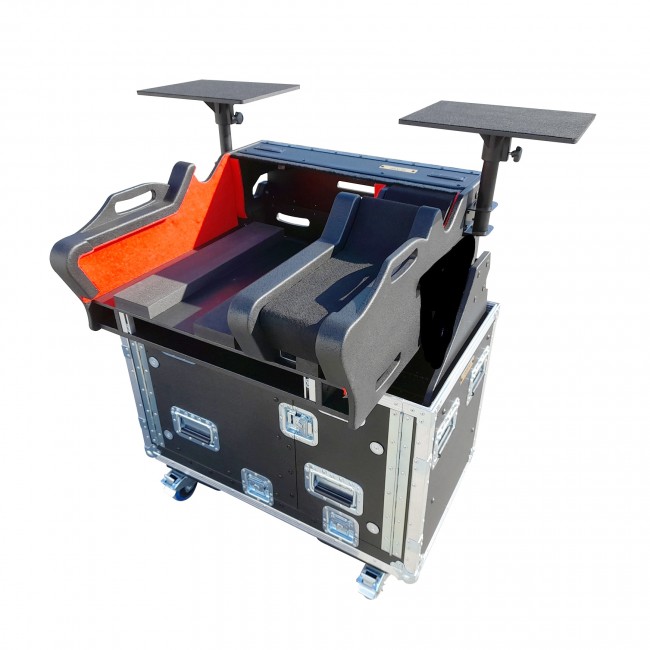 Flip-Ready Console Case For DM7-EX Compact with Hydraulic Easy Lifting 2U Rack Space and Auto Casters