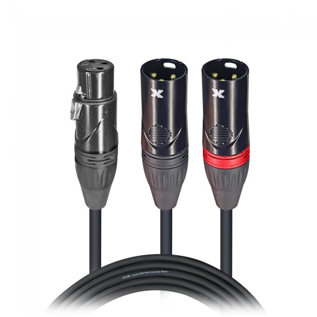6 In. Balanced XLR-F to Dual XLR-M High Performance Audio Y Cable 